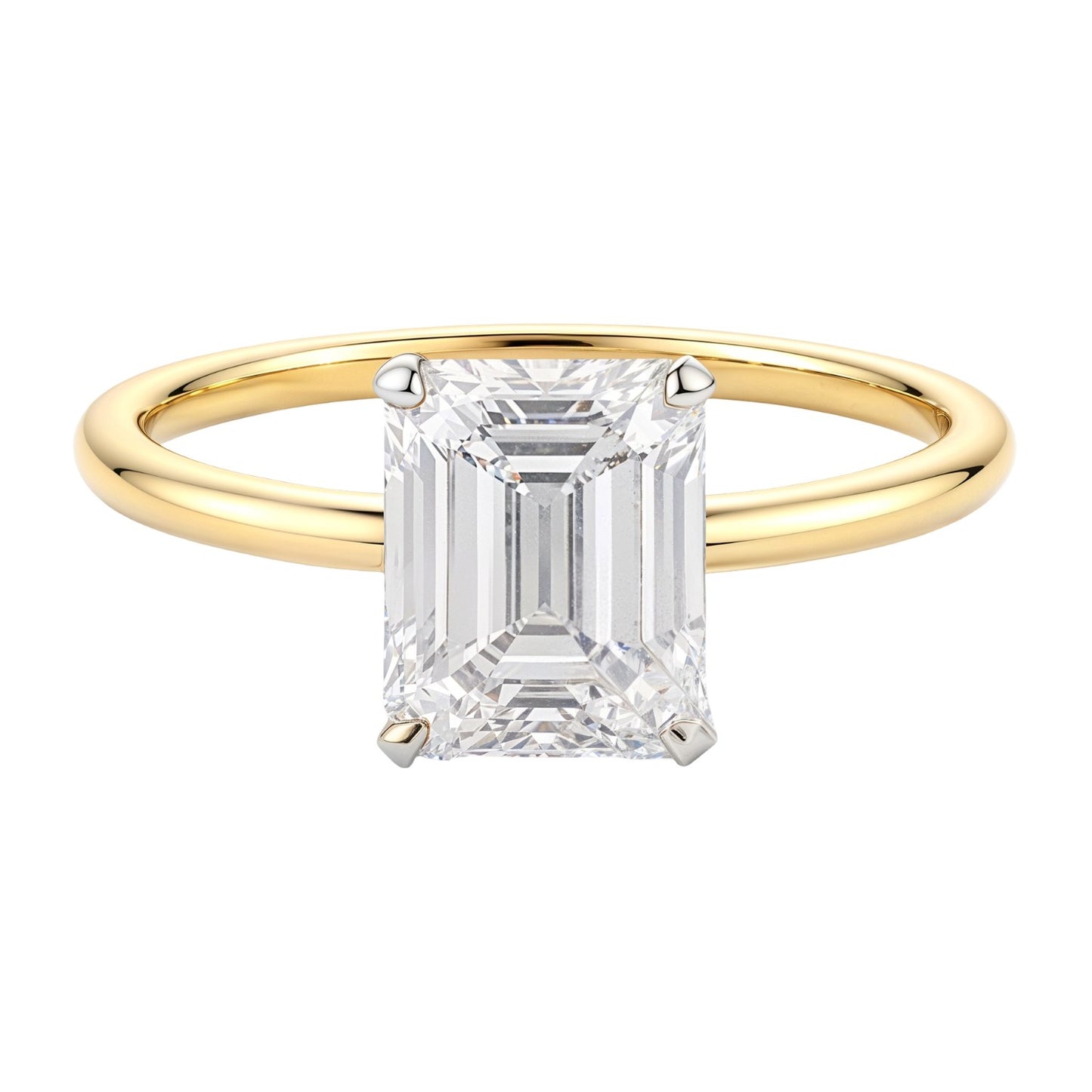 2 Carat Emerald Lab Grown IGI G/VS1 Diamond Solitaire Ring in 14K Yellow Gold