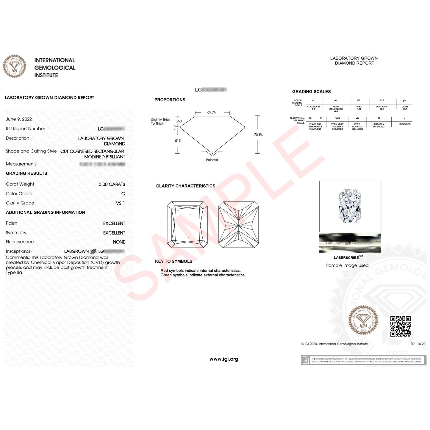 3 Carat Radiant Lab Grown IGI G/VS1 Diamond Solitaire Ring in 10K White Gold