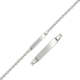 14k White Gold Figaro Chain Fancy Childrens ID Bracelet (3.30 mm)