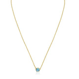 14k Yellow Gold 17 inch Necklace with Round Blue Topaz