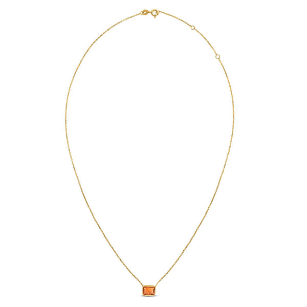 14K Yellow Gold Emerald Cut Citrine Necklace