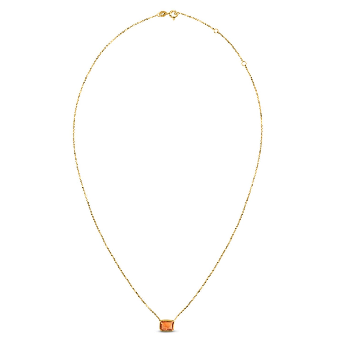 14K Yellow Gold Emerald Cut Citrine Necklace