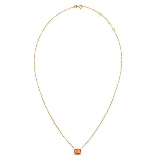 14K Yellow Gold Emerald Cut Citrine Necklace