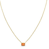 14K Yellow Gold Emerald Cut Citrine Necklace