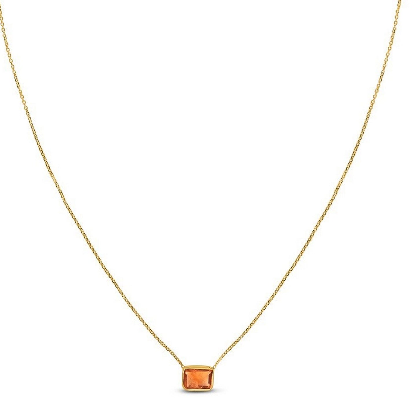14K Yellow Gold Emerald Cut Citrine Necklace