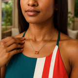 14K Yellow Gold Emerald Cut Citrine Necklace