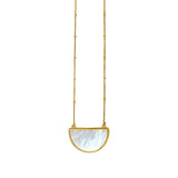 MOP Geometric Gem Half Moon Necklace in 14K Yellow Gold