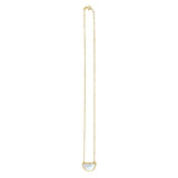 MOP Geometric Gem Half Moon Necklace in 14K Yellow Gold