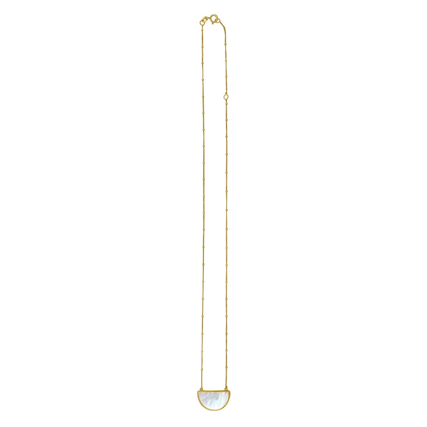 MOP Geometric Gem Half Moon Necklace in 14K Yellow Gold