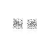 Sterling Silver Stud Earrings with White Hue Faceted Cubic Zirconia(6mm)