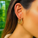 10k Yellow Gold Oval Twist Hoop Earrings