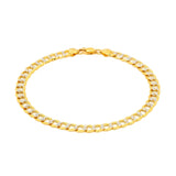 14k Two Tone Gold Pave Curb Bracelet (7.00 mm)