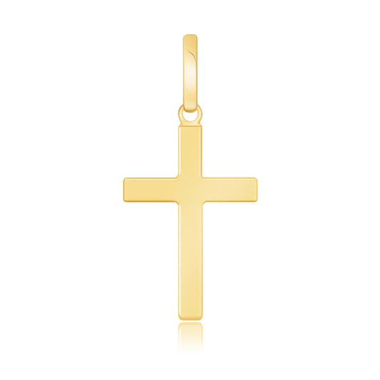 14K Yellow Gold Small Polished Flat Cross Pendant