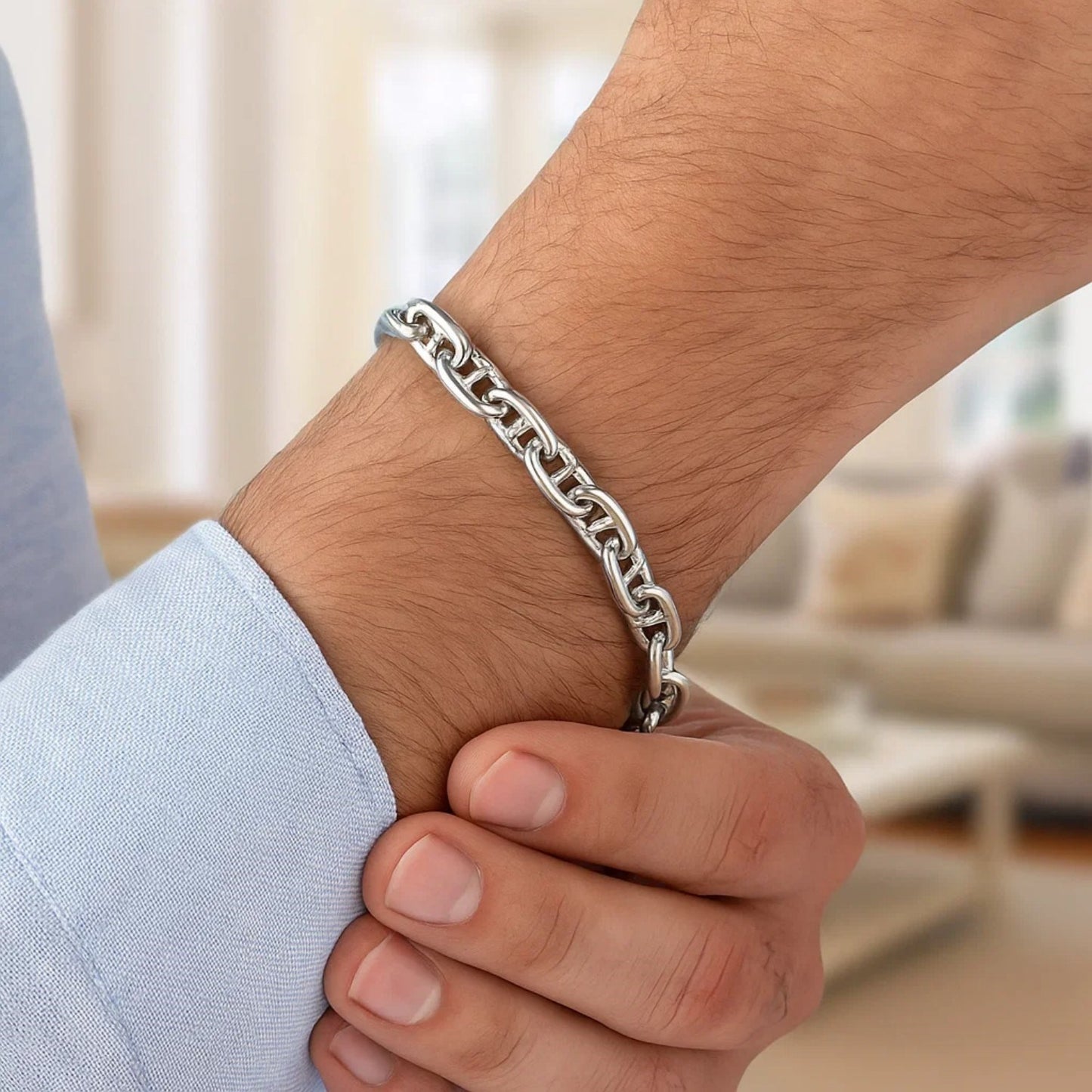 Sterling Silver Anchor Chain Bracelet (6.40 mm)