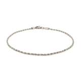 14k White Gold Solid Diamond Cut Rope Bracelet (1.60 mm)