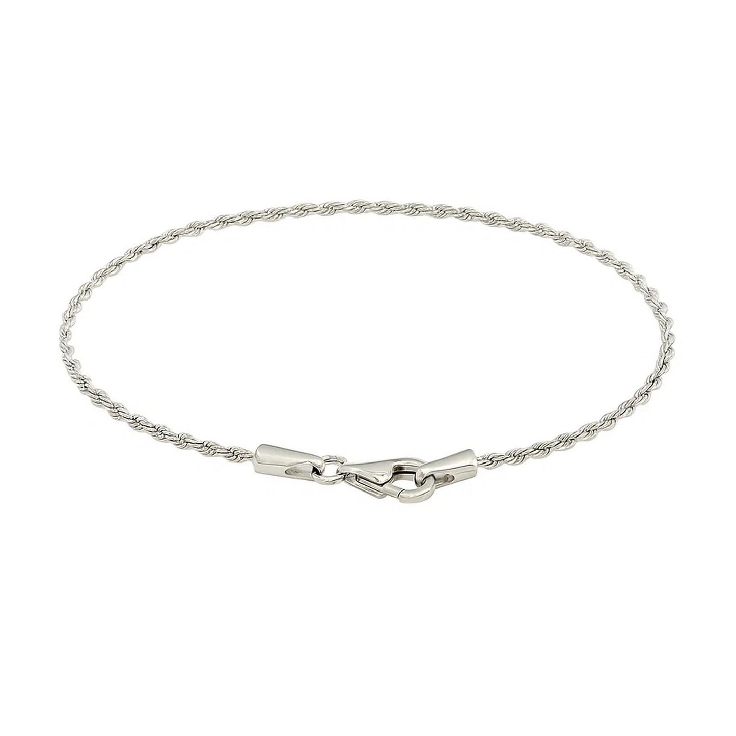 14k White Gold Solid Diamond Cut Rope Bracelet (1.60 mm)