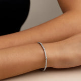 14k White Gold Diamond Accent Station Basket Weave Bracelet (3.00 mm)