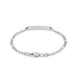 14k White Gold Figaro Chain Fancy Childrens ID Bracelet (3.30 mm)