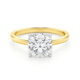 5 Carat Cushion Lab Grown IGI G/VS1 Diamond Solitaire Ring in 10K Yellow Gold