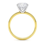 5 Carat Cushion Lab Grown IGI G/VS1 Diamond Solitaire Ring in 10K Yellow Gold
