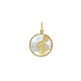 14K Yellow Gold Octopus MOP Charm Pendant