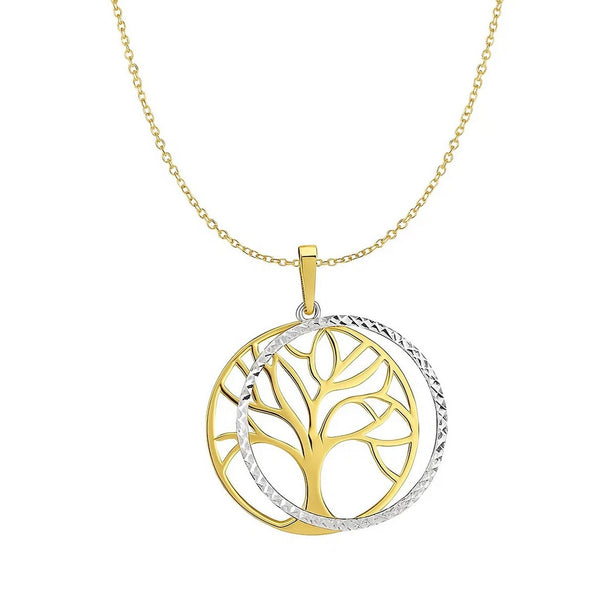 Two Layer Tree Pendant in 14k Two Tone Gold