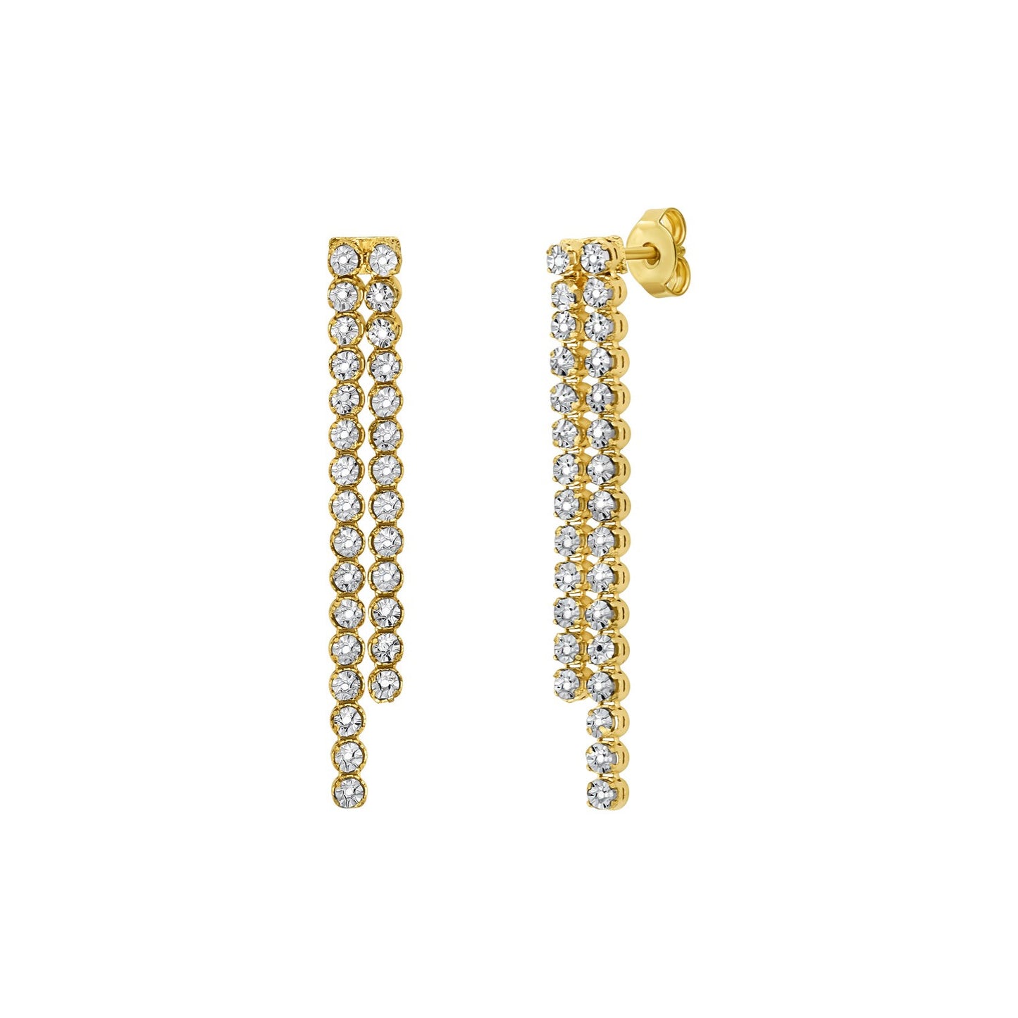 14K Two Tone Gold Diamon Oro Cascade Drop Earrings
