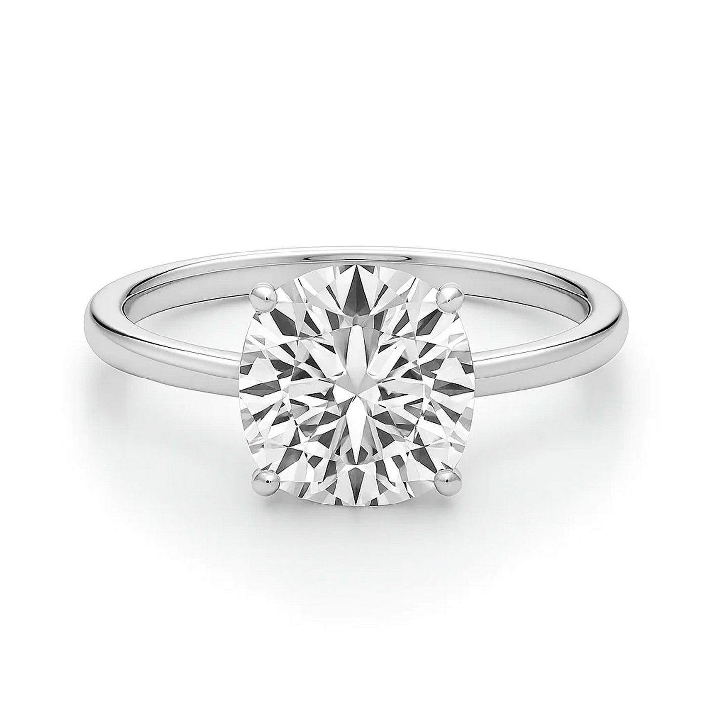 3 Carat Cushion Lab Grown IGI G/VS1 Diamond Solitaire Ring in 14K White Gold