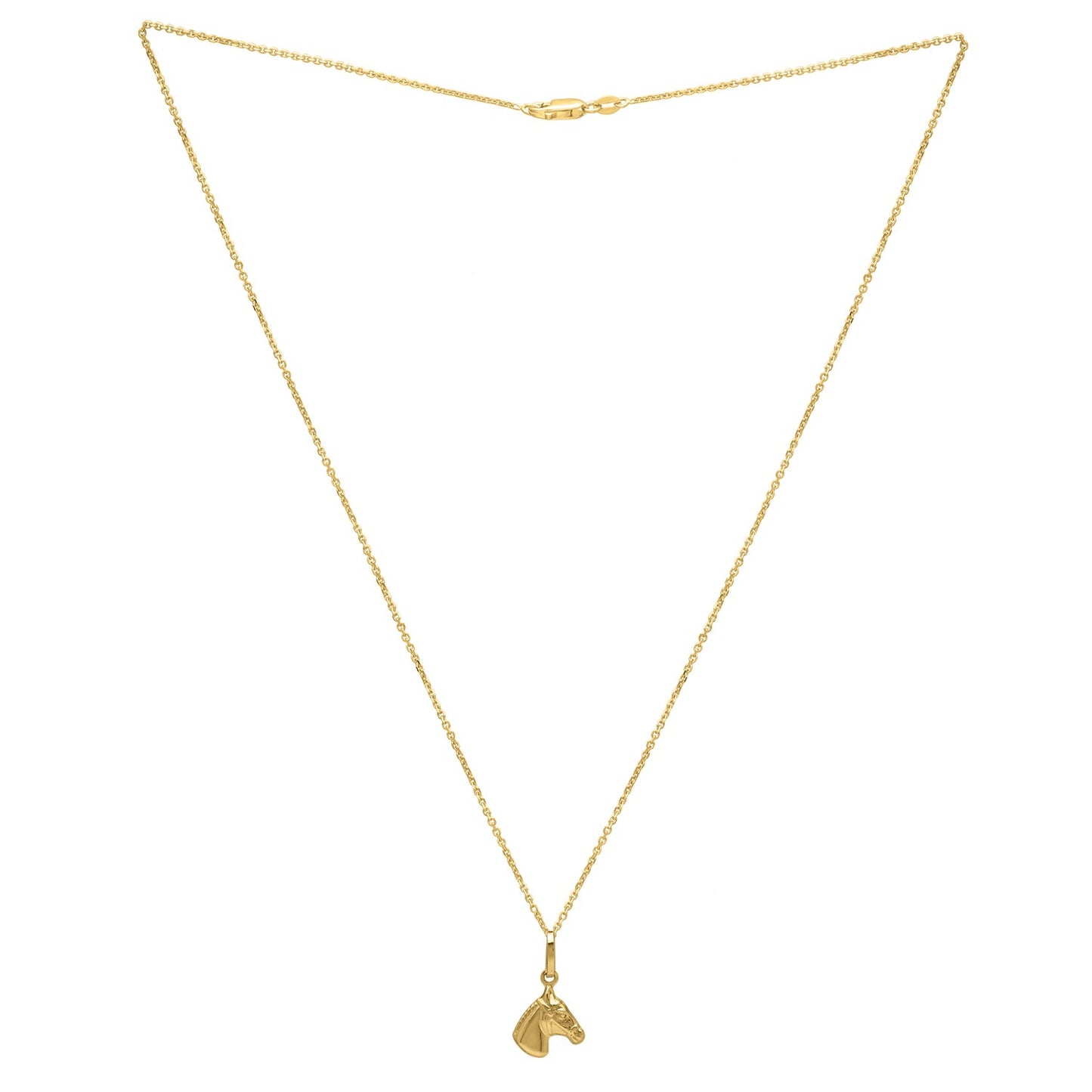 Horse Profile Small Necklace in 14K Yellow Gold