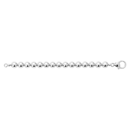 Rhodium Plated Sterling Silver Bold Bead Bracelet (10.00 mm)