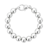 Rhodium Plated Sterling Silver Bold Bead Bracelet (10.00 mm)