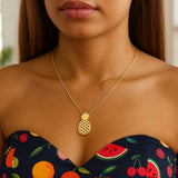 Pineapple Necklace in 10K Yellow Gold