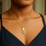 Pineapple Necklace in 10K Yellow Gold