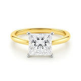 2 Carat Princess Lab Grown IGI G/VS1 Diamond Solitaire Ring in 14K Yellow Gold