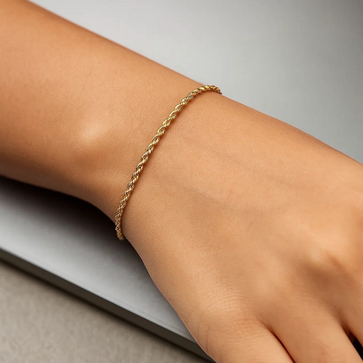 10k Yellow Gold Solid Diamond Cut Rope Bracelet (1.80 mm)