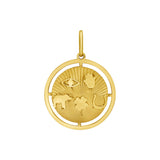 14K Yellow Gold Polished Lucky Symbols Disc Charm Pendant