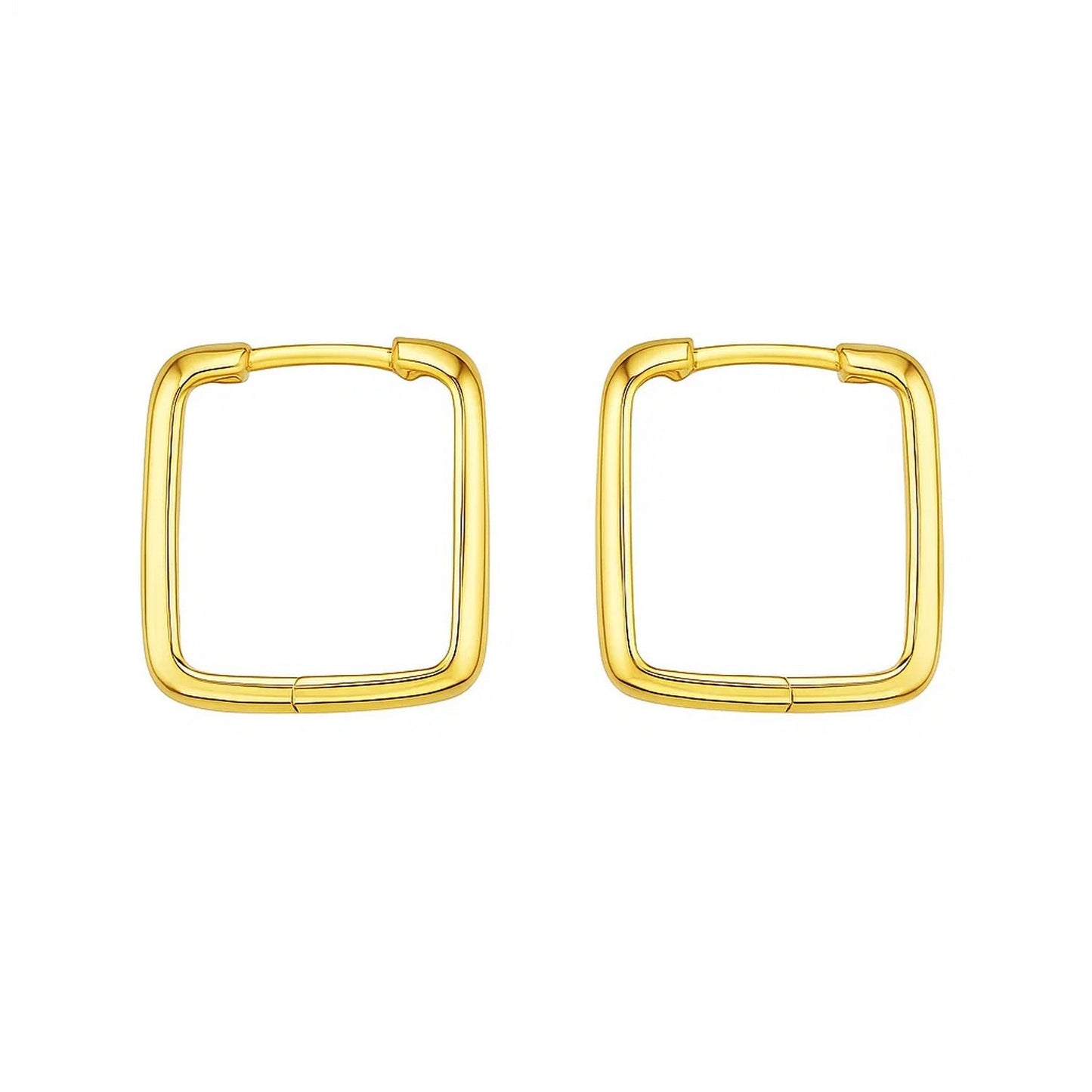 14 Yellow Gold Square Hoop Earrings