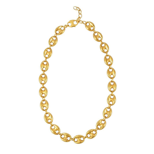 Puffed Mariner Link 12mm Necklace in 14K Yellow Gold