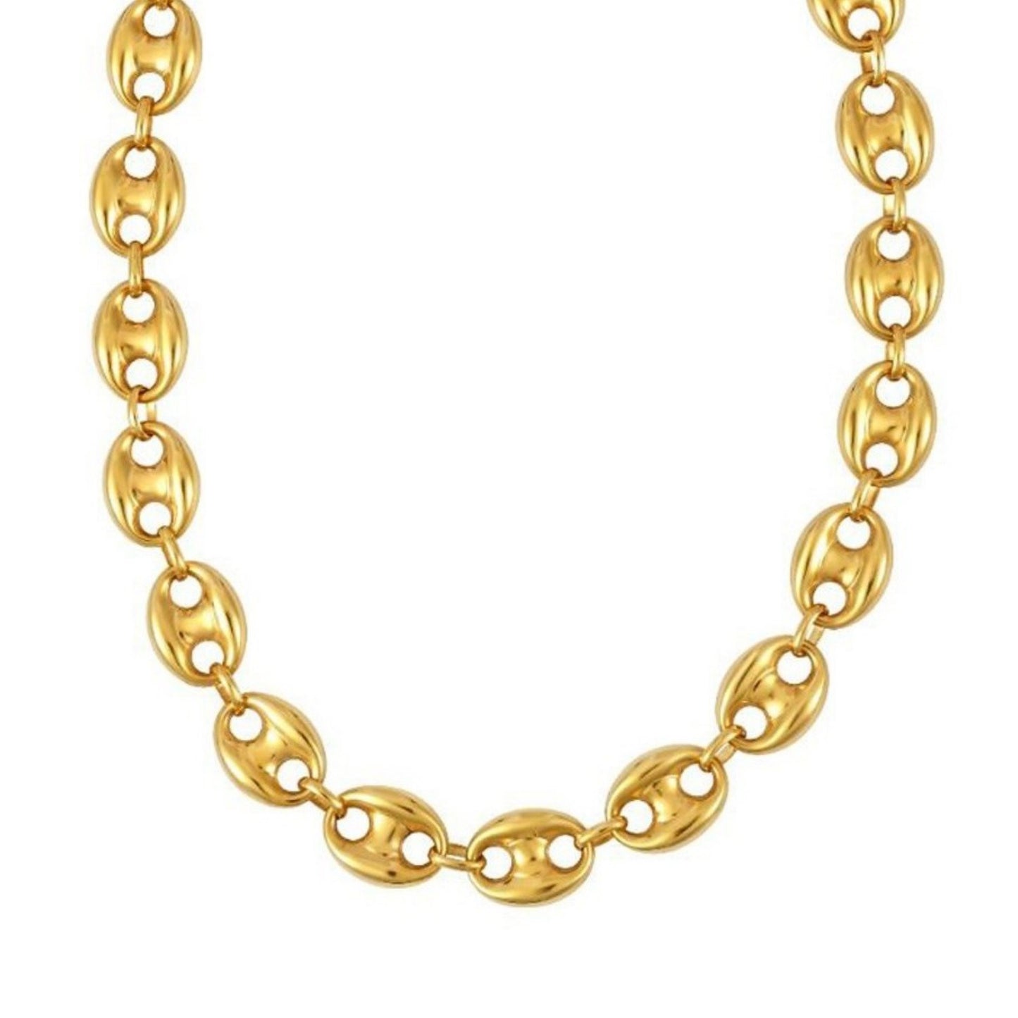 Puffed Mariner Link 12mm Necklace in 14K Yellow Gold