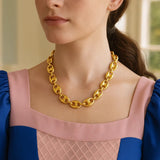 Puffed Mariner Link 12mm Necklace in 14K Yellow Gold