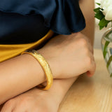 Engraved Large Bangle in 14K Yellow Gold (12.00 mm)