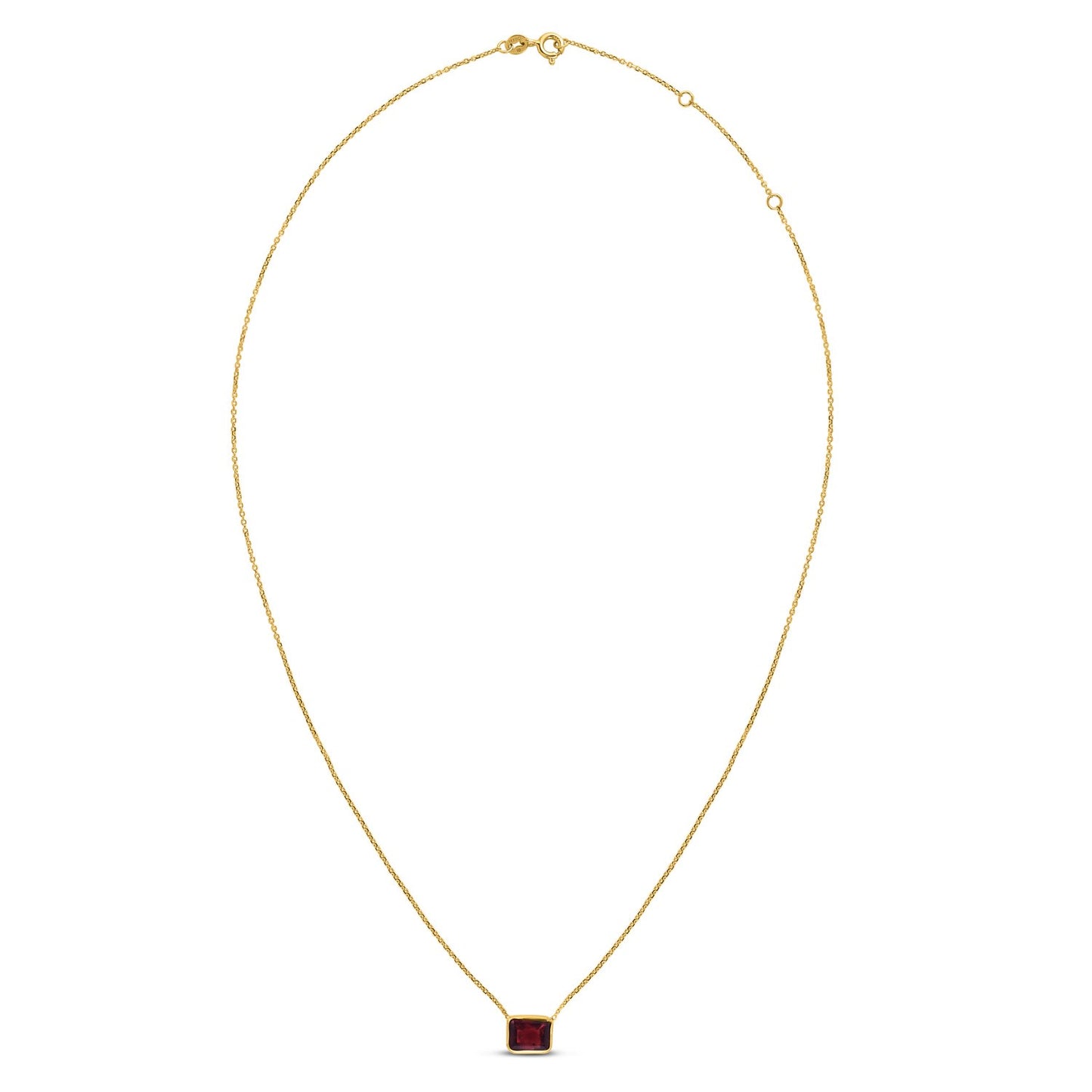14K Yellow Gold Emerald Cut Garnet Necklace