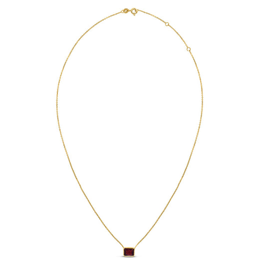 14K Yellow Gold Emerald Cut Garnet Necklace