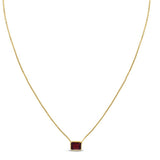 14K Yellow Gold Emerald Cut Garnet Necklace