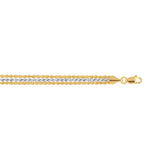 Triple Strand Rope Chain Bracelet in 10k Two Tone Gold (6.35 mm)