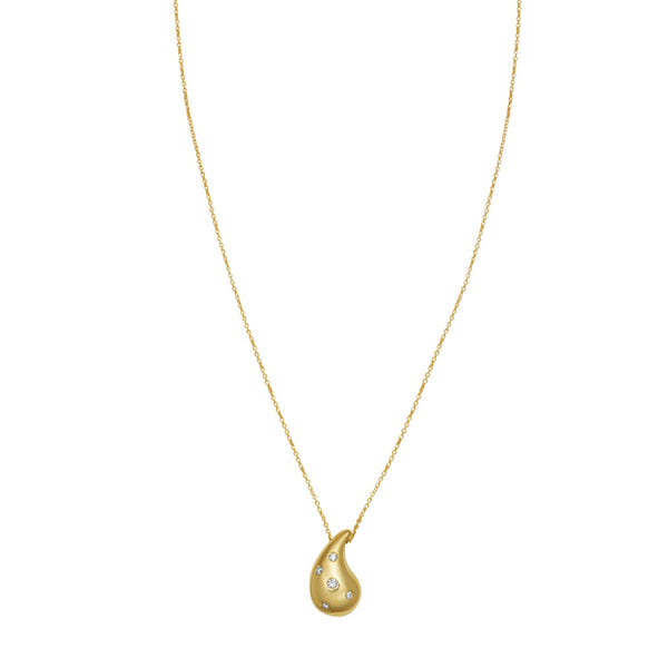 14K Yellow Gold Diamond Raindrop Necklace