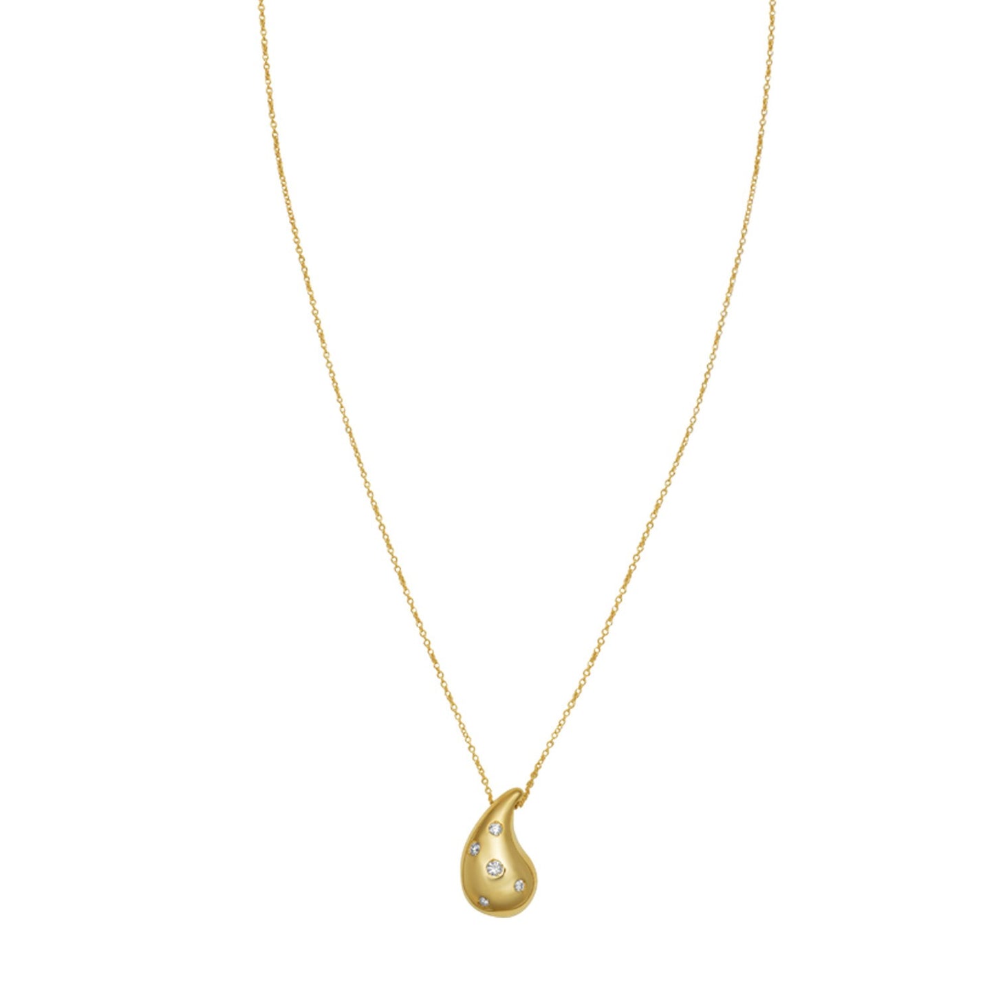 14K Yellow Gold Diamond Raindrop Necklace