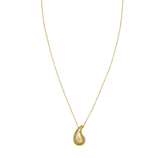 14K Yellow Gold Diamond Raindrop Necklace