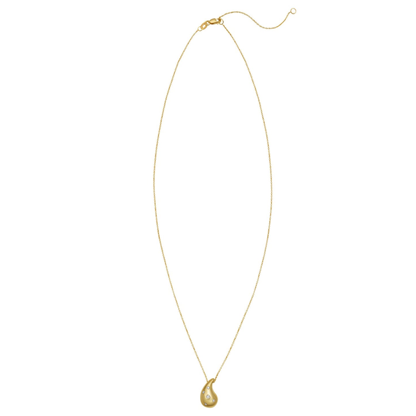 14K Yellow Gold Diamond Raindrop Necklace