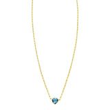14K Yellow Gold Blue Topaz Heart Necklace (1.50 mm)